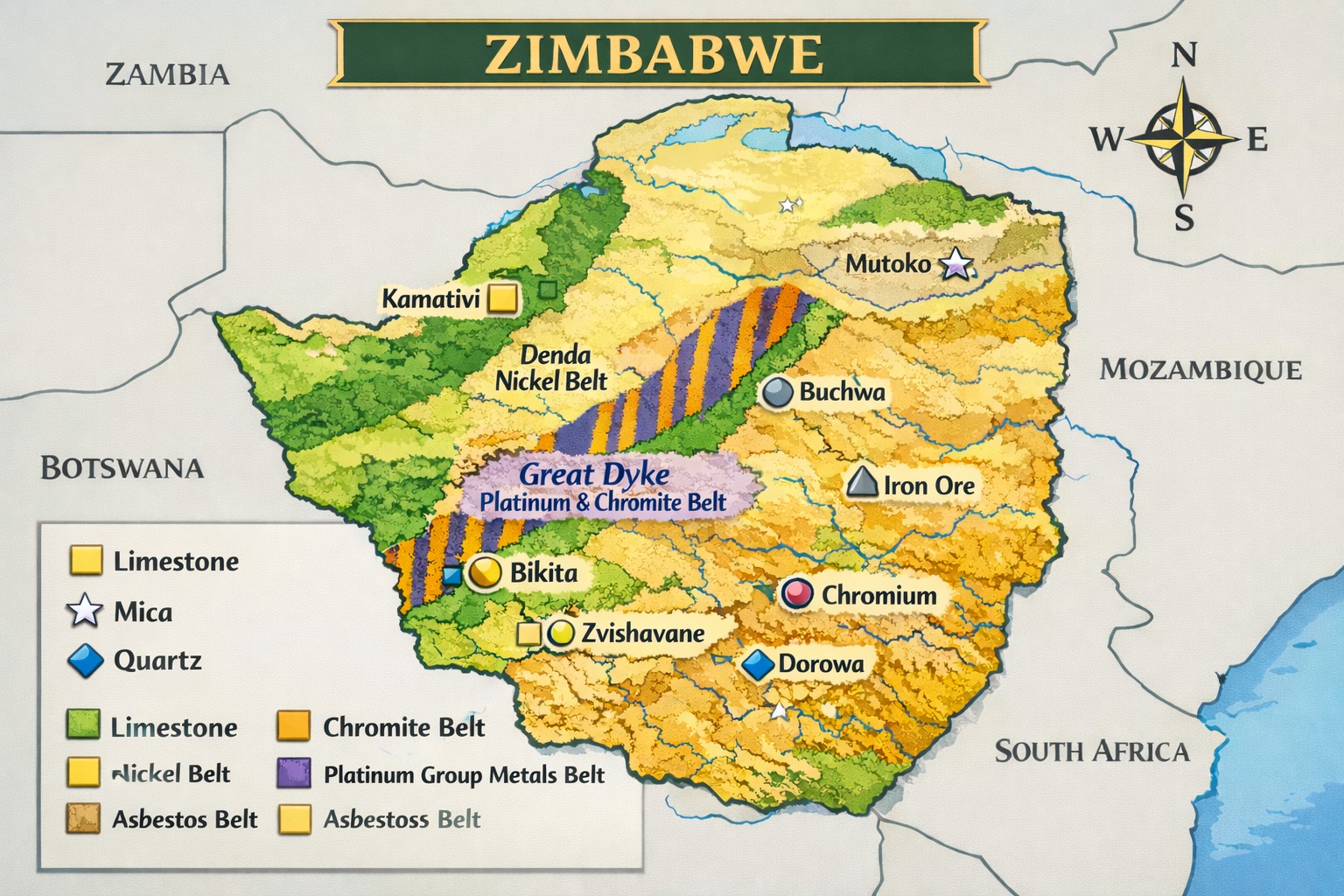 Zimbabwe Mineral Map